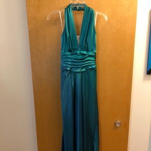 Jessica McClintock Dark Aqua Long Prom Dress
